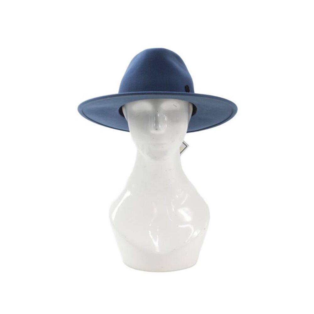 Maison Michel Unisex Adults Wool Felt Wide Brim Fedora Hat Navy Size M